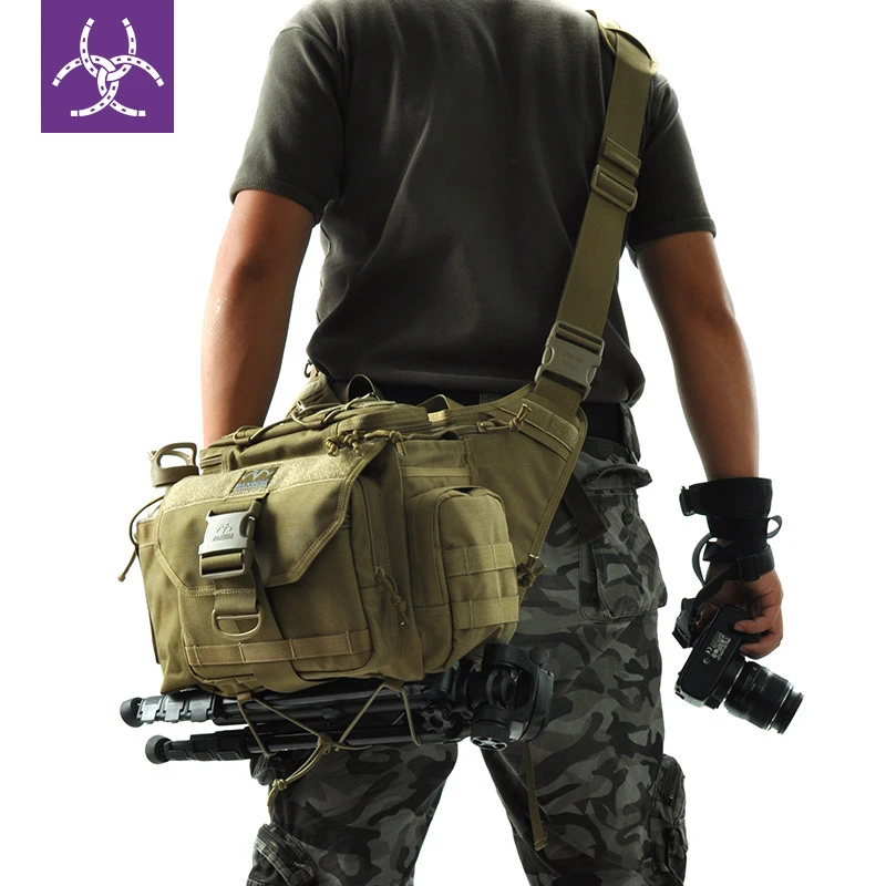 战地记者摄影鞍袋户外军迷战术避震单反相机包 一机两镜