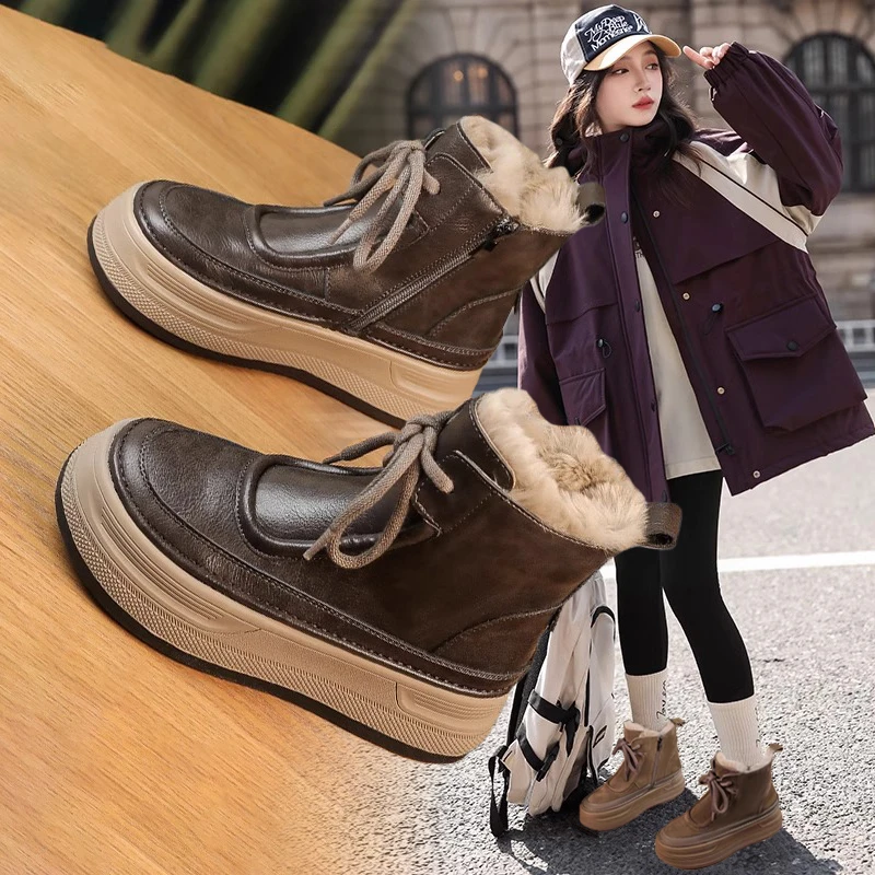 女童靴子2025冬季新款中大童雪地棉靴女孩短靴大棉儿童加绒雪地靴