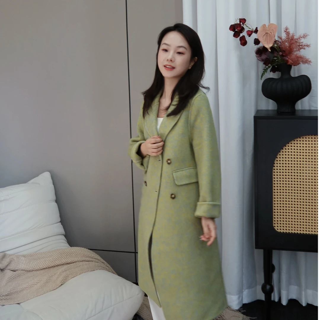 【少量清仓】小个子定制正肩款西装领百搭中长款大衣