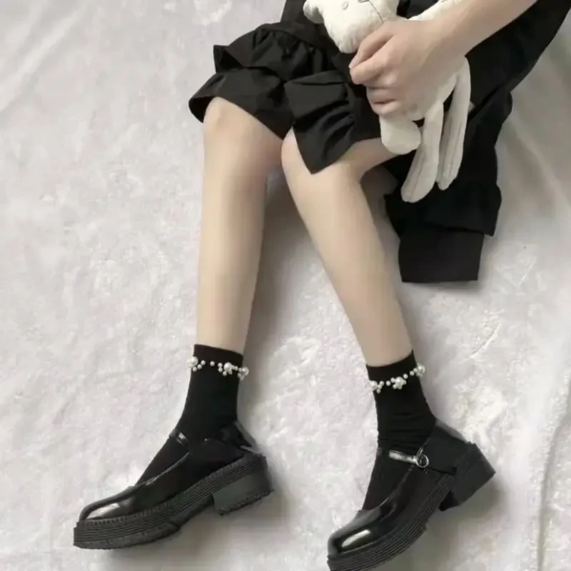 【粉丝专享珍珠袜】手工订制复古jk珍珠袜玛丽珍四季时尚款中筒袜