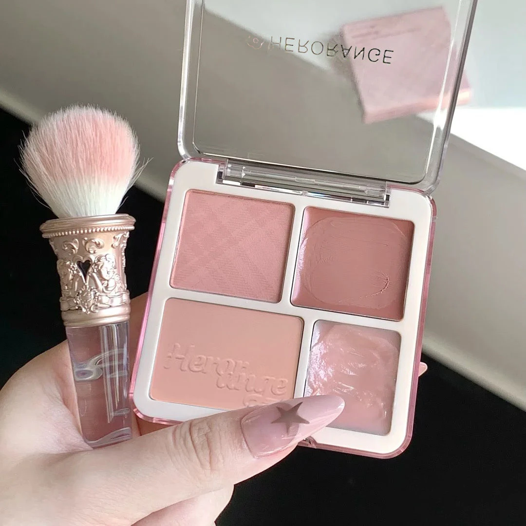 HERORANGE黄皮通勤的日光浴腮红!少女心日杂裸棕色百搭多用高光盘