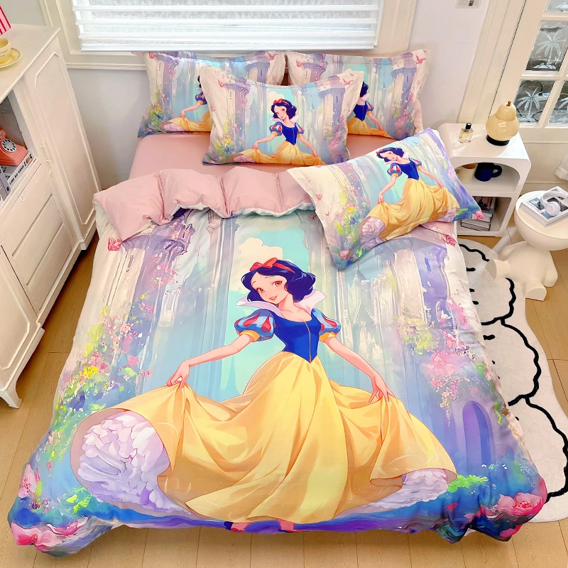 女孩纯棉四件套卡通被套全棉三件套可爱公主风单人儿童床上用被罩
