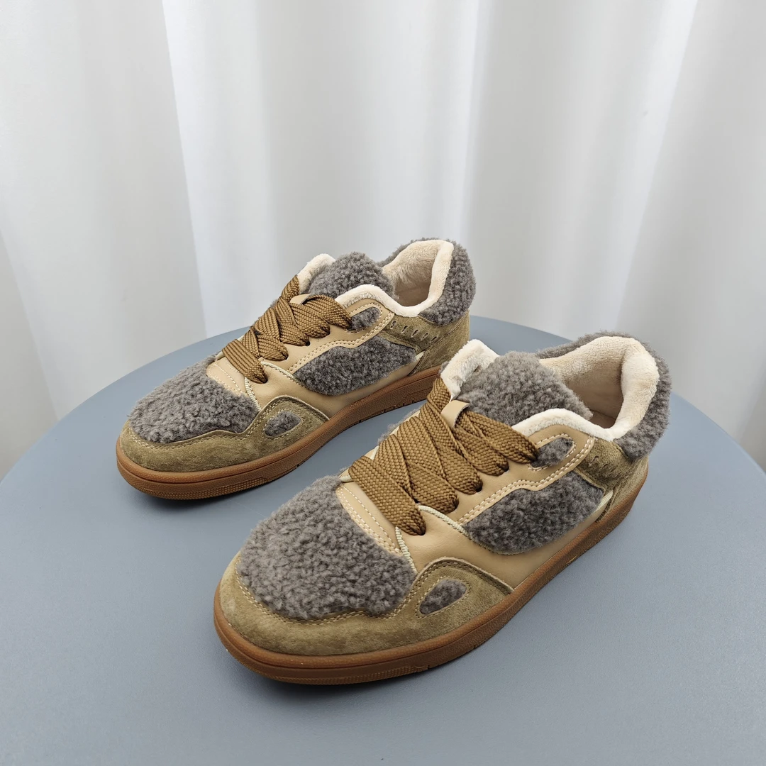 SGIRL TWTW韩版毛毛厚底板鞋女2024秋冬保暖百搭平底舒适休闲鞋潮