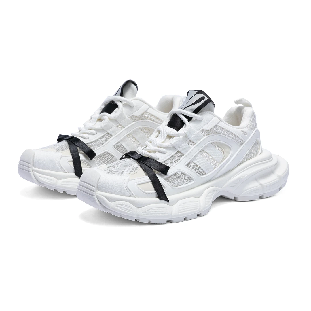 SGIRL TWTW蕾丝透气单网蝴蝶结老爹鞋女2024新款厚底休闲运动鞋潮