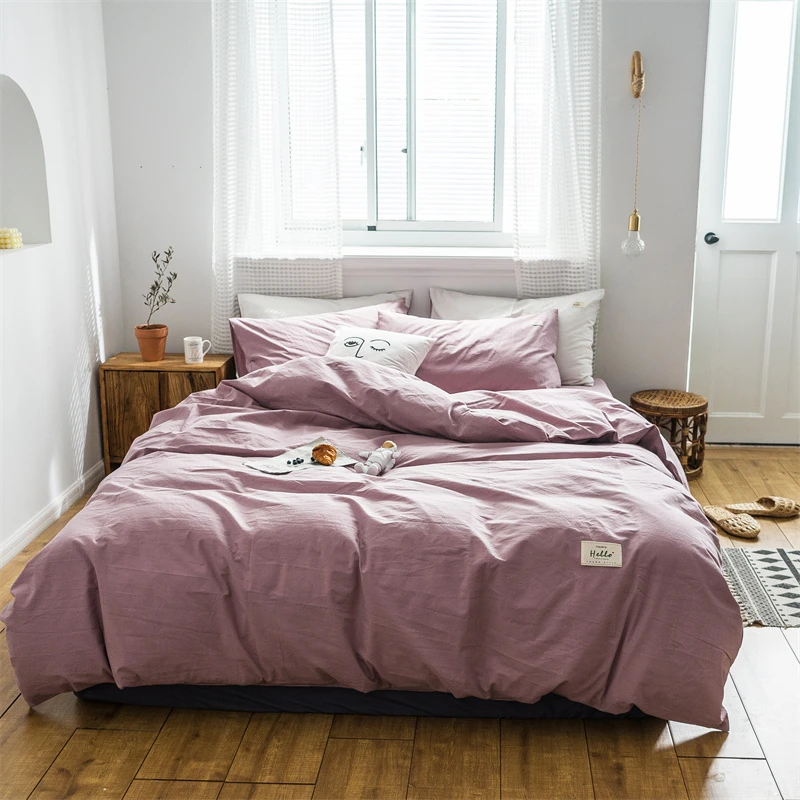 【超级红】浅苏粉 全棉水洗棉单被套