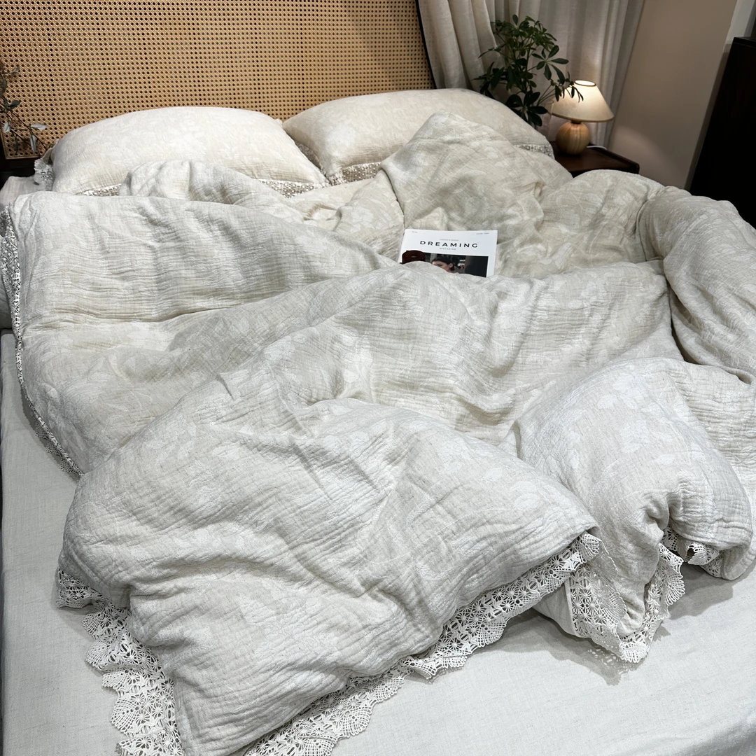 【超级红】木兮原创告别款棉麻四件套床上用品