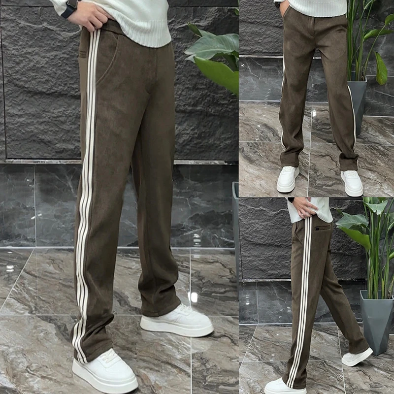 男士高档灯芯绒休闲裤秋季轻奢潮牌百搭修身直筒裤时尚欧货运动裤