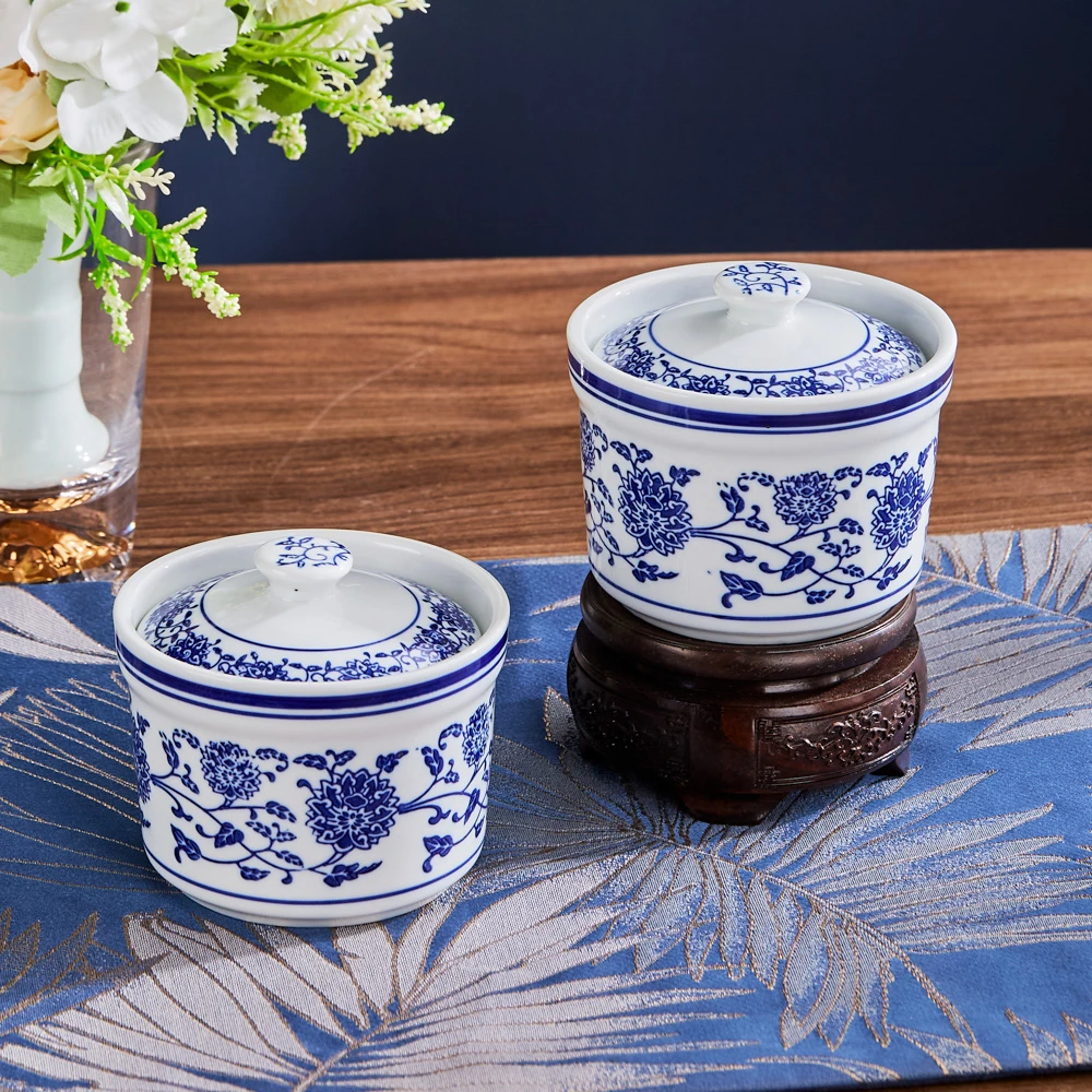 景德镇青花陶瓷调味罐作料瓶带勺子味罐辣椒油盐酱醋瓶储物罐炖罐