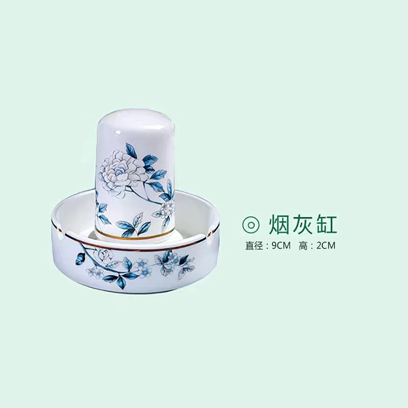 【蓝孔雀牙签/烟灰缸】 景德镇家用创意手绘中式大号