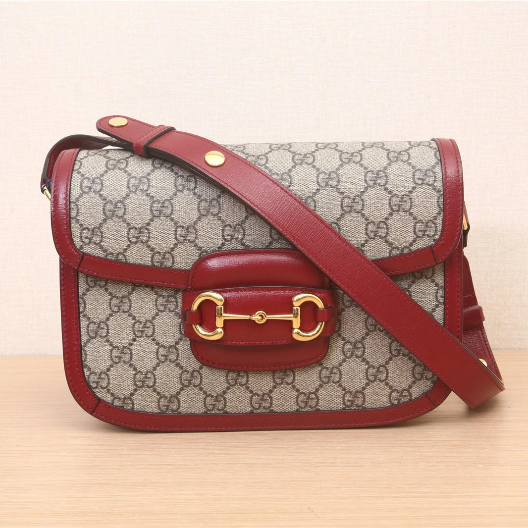95新 GUCCI/古驰 马衔扣 1955 马鞍包 小号 25 红色 P222644364