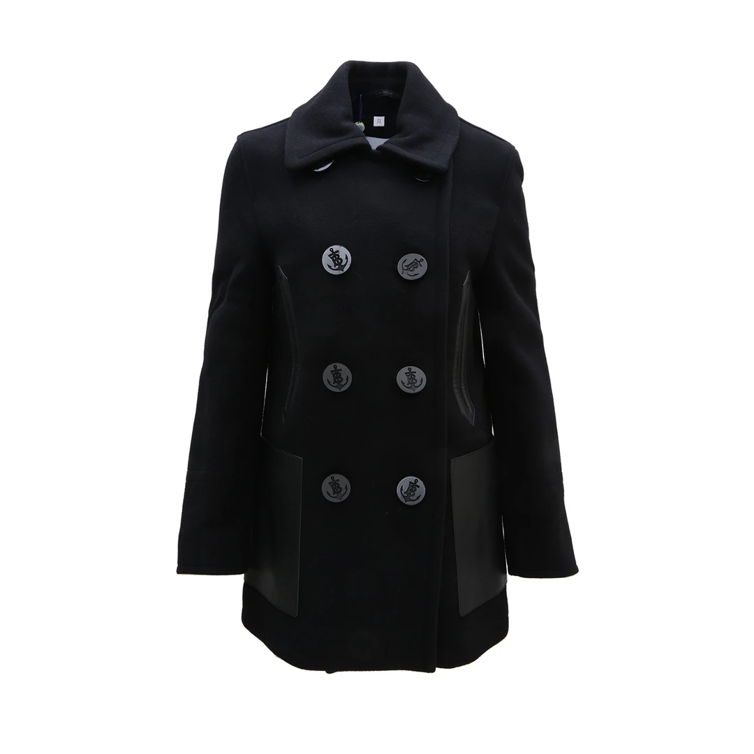 99新 BURBERRY/博柏利 毛呢 纽扣 大衣 黑色 羊毛P243445065