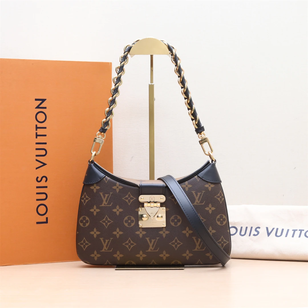 95新 LouisVuitton/路易威登 牛角包 手袋 老花 芯片 P234348046