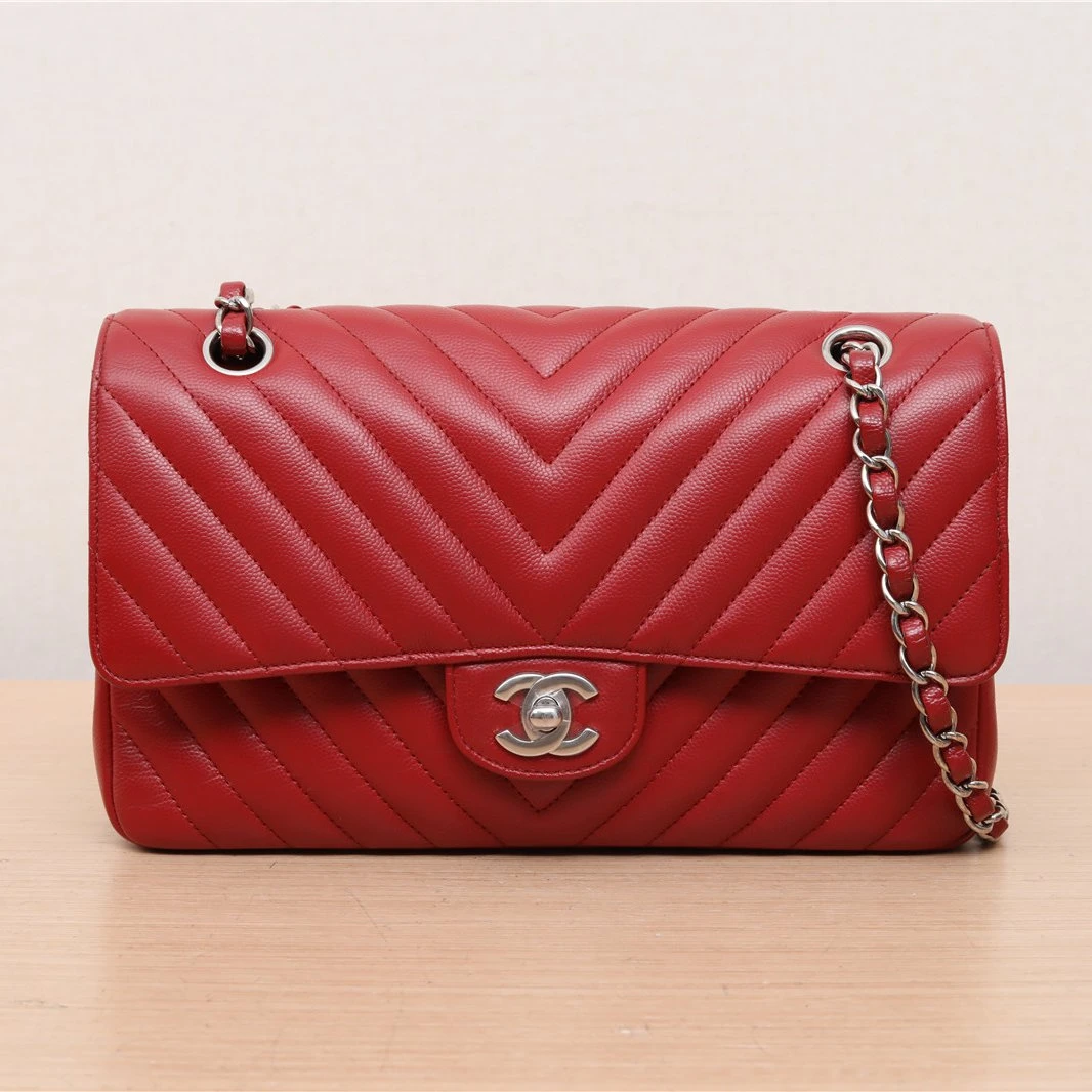 95新 Chanel/香奈儿 HD CF 口盖包 中号 红色22开P232500329