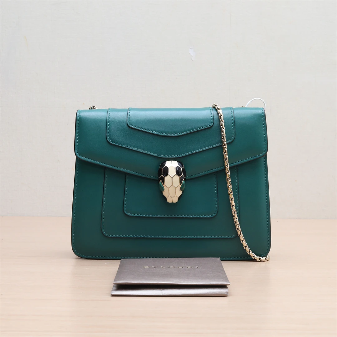 95新 BVLGARI/宝格丽  链条 蛇头包 方版 20 绿色 P224727364