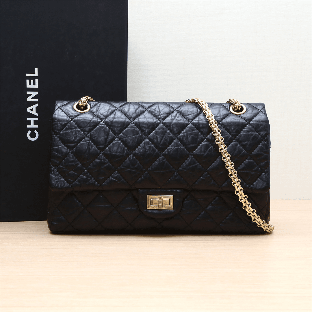 95新 Chanel/香奈儿 【精选】2.55 口盖包 大号黑14开P243238075