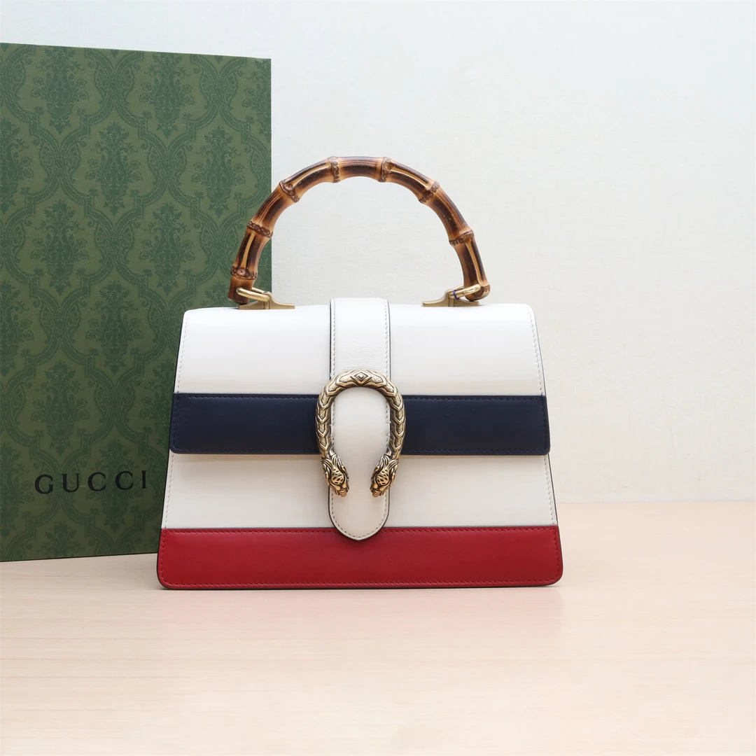 95新 GUCCI/古驰 单肩包 酒神 竹节手柄 中号27 P214137957