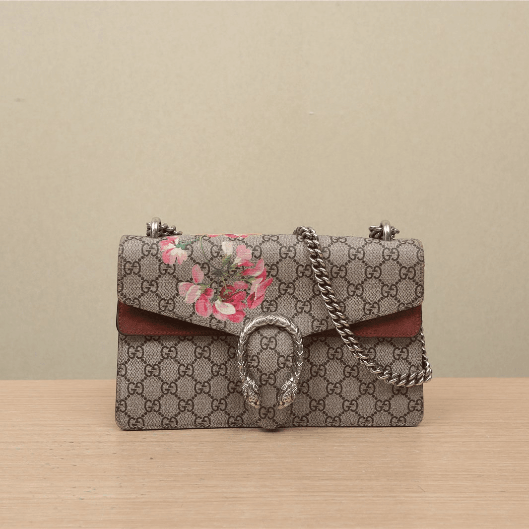 95新 GUCCI/古驰 Dionysus 帆布酒神包 小号 花卉 P221183485