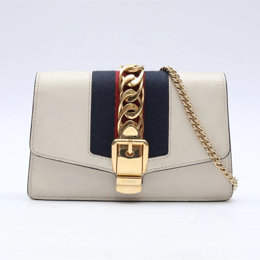95新 GUCCI/古驰 Sylvie 丝带包 超MIni 16.5 白色 P234037869