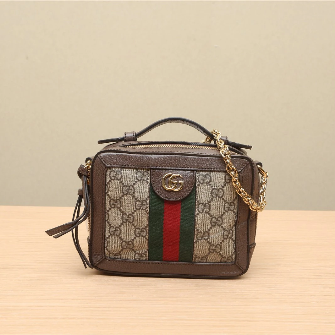 95新 GUCCI/古驰 Ophidia 手提 相机包 Mini 乌木色 P222647023