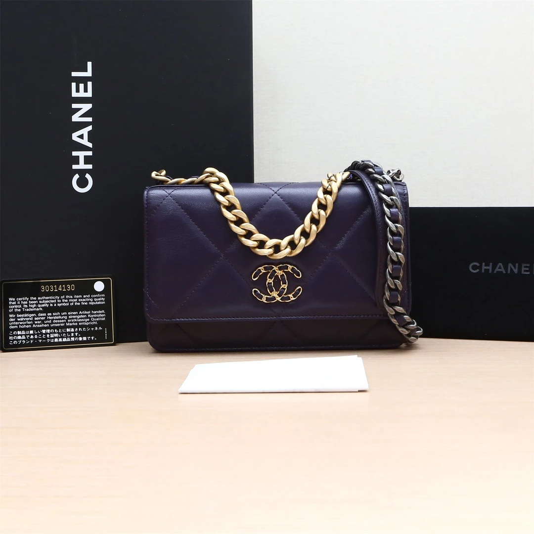 95新 Chanel/香奈儿 19bag woc 包 紫色 皮革S 30开P214241693