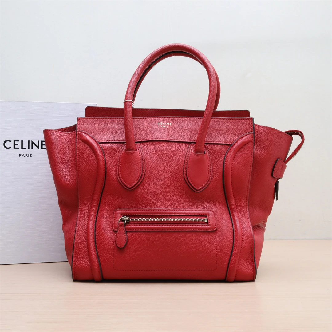 95新 Celine/思琳 Luggage 笑 脸手提包Mini 30 红P224727122