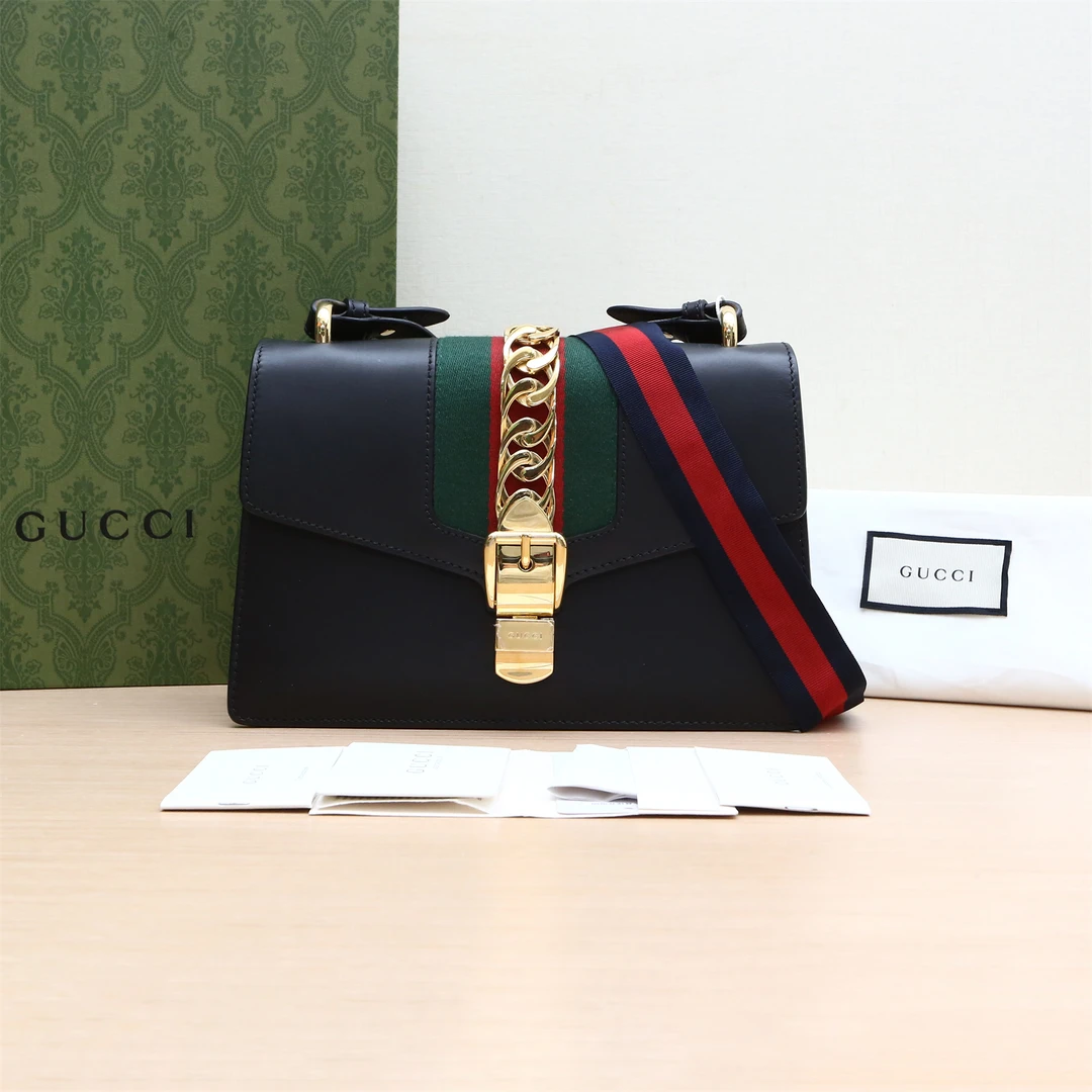 99新 GUCCI/古驰 Sylvie 丝带包 小号P224189580