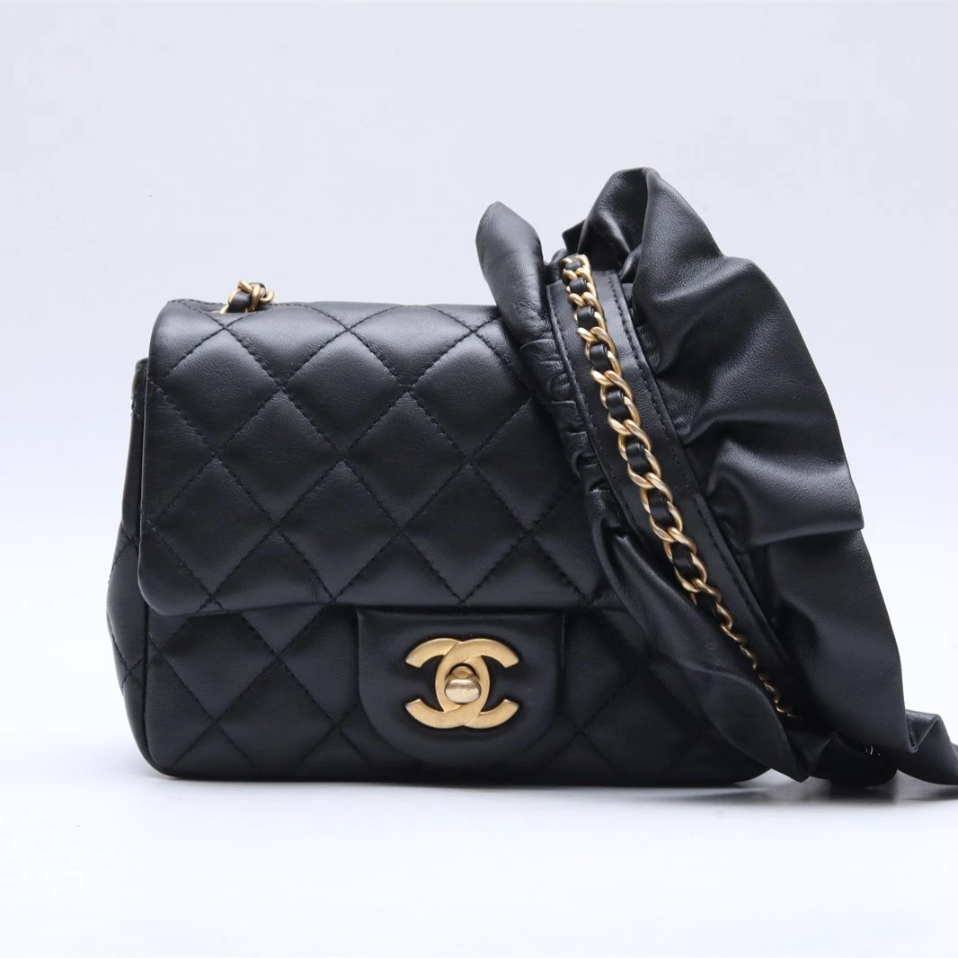 95新 Chanel/香奈儿 荷叶边方胖子包 皮革C30开P224929944