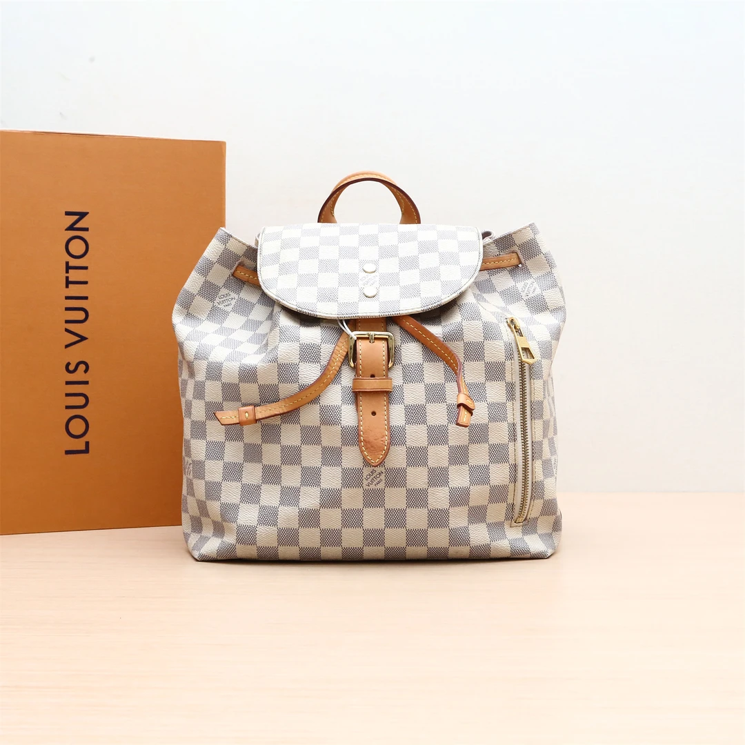 95新 LouisVuitton/路易威登 SPERON双肩包白棋格2017 P224621219