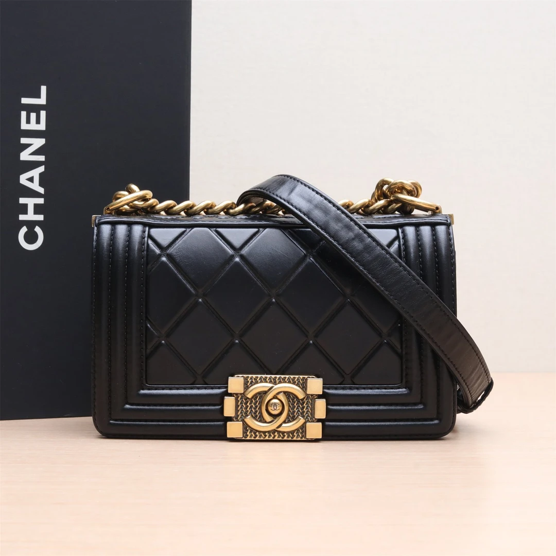 95新 Chanel/香奈儿 Leboy包 小号 20.5cm 黑色21开P204719127