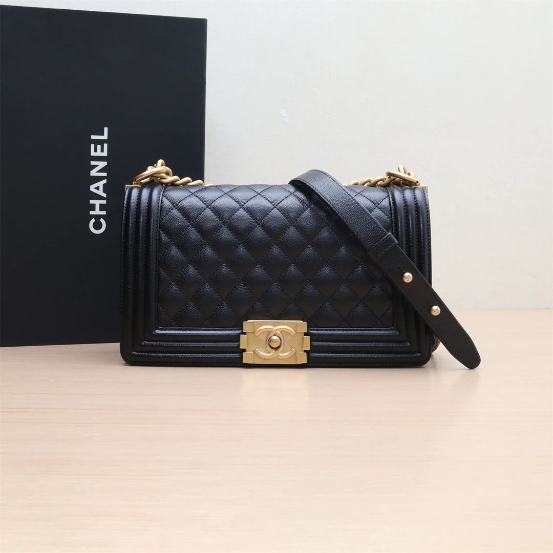 95新 Chanel/香奈儿 手提包 中号 黑色 25开 菱格纹 P224621405
