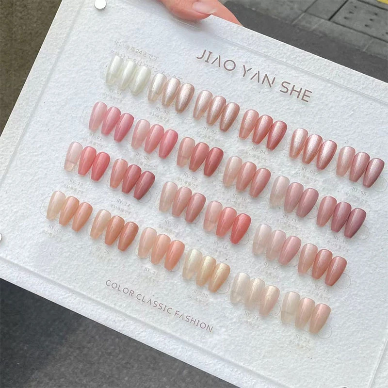 胶研社24色肌美海盐2023年美博会新款网红流行色冰透细闪专用小套