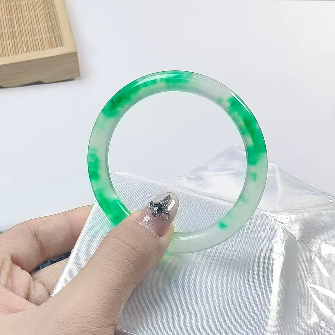 （聚宝严选）绿飘花细圆条手镯妈妈款时尚百搭气质精美小众精致