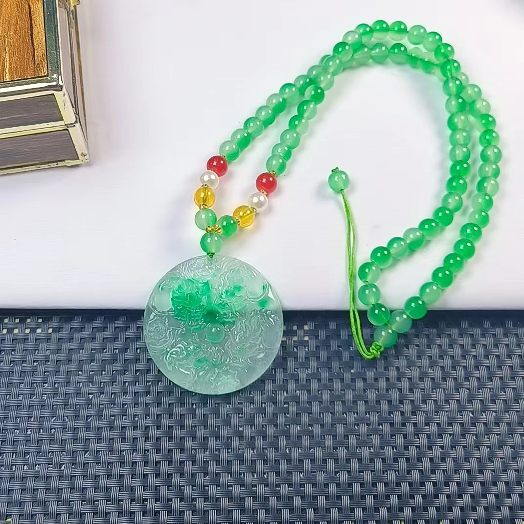 （聚宝严选）X008绿飘花群龙戏珠吊坠厚切精致气质妈妈款时尚精美