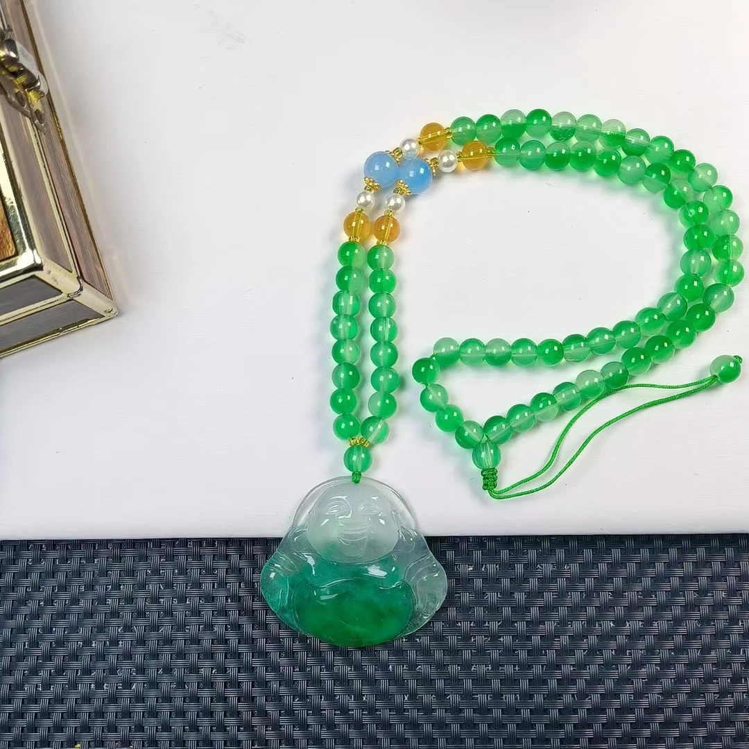 （聚宝严选）95半壁绿飘花佛公吊坠薄精致气质妈妈款时尚精美