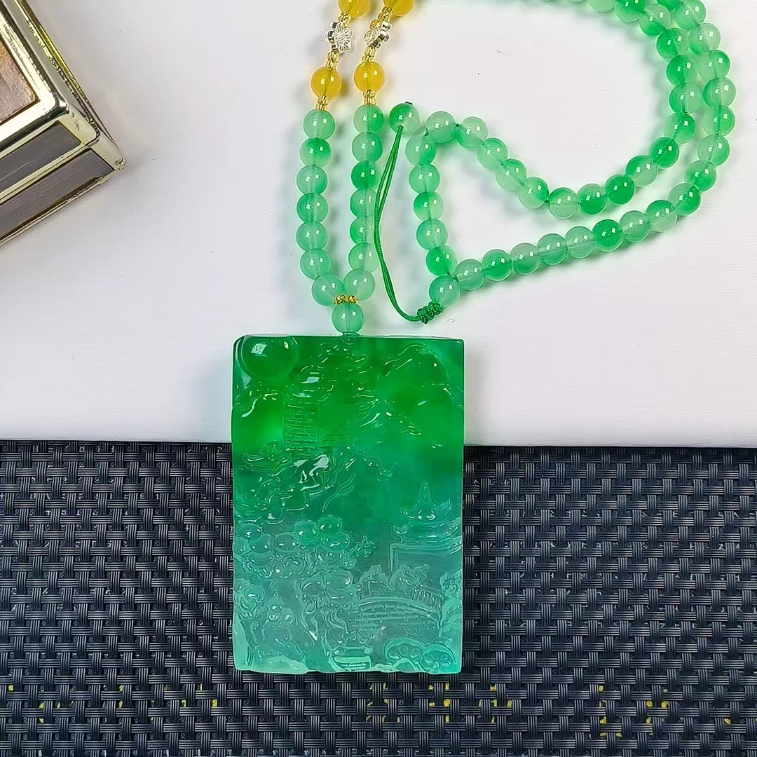 166半壁绿大方雕刻山水精美雕刻气质男女同款百搭精致奇石