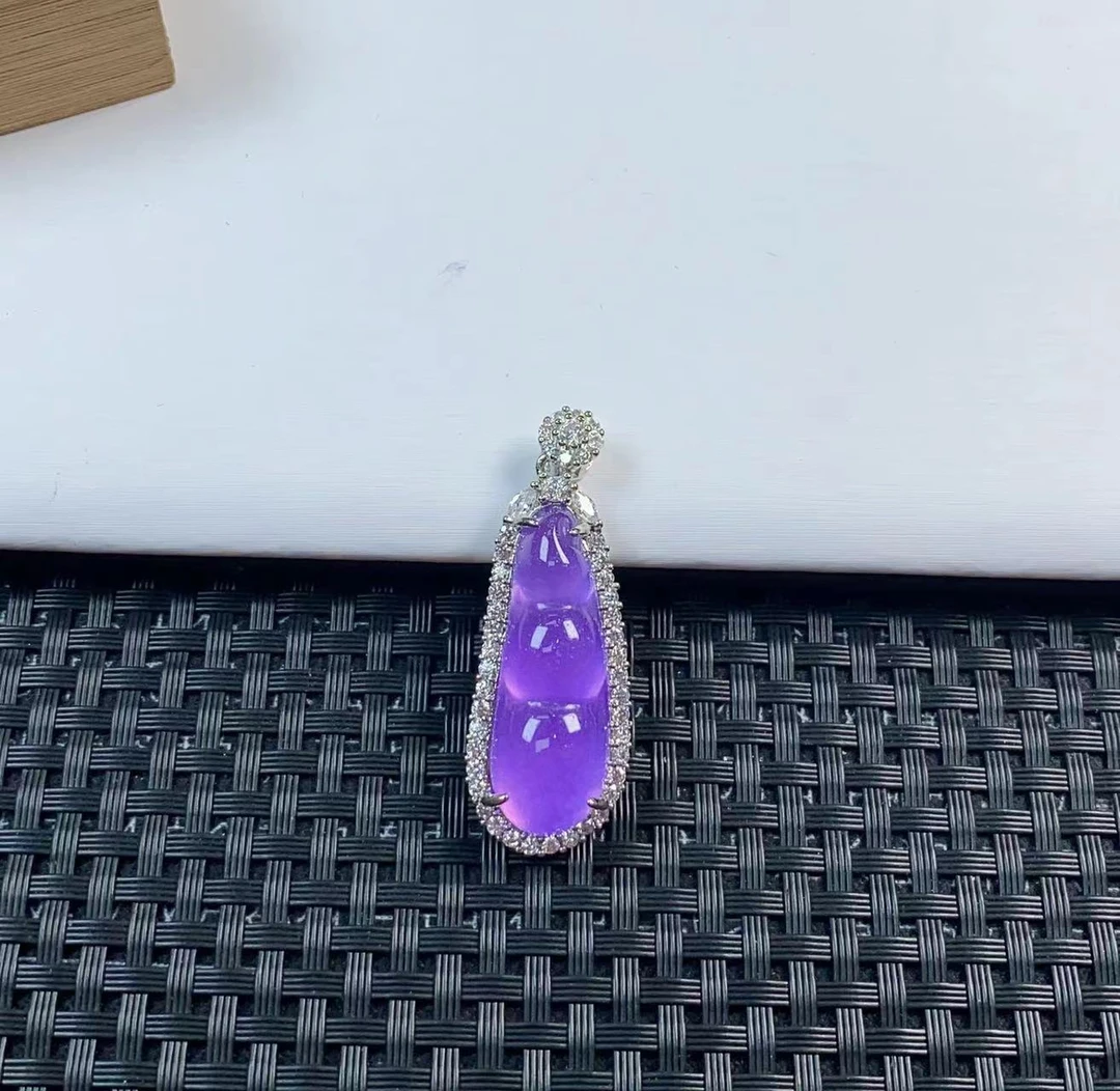 （聚宝严选）098紫四季豆吊坠镶嵌精致气质妈妈款时尚精美