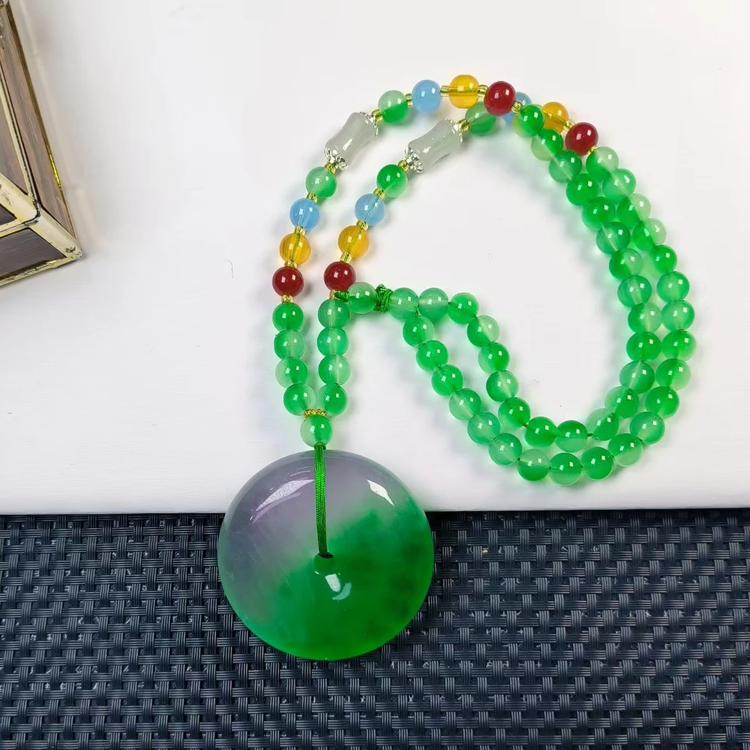 （聚宝严选）89半壁紫绿平安扣厚切吊坠精致气质妈妈款时尚精美