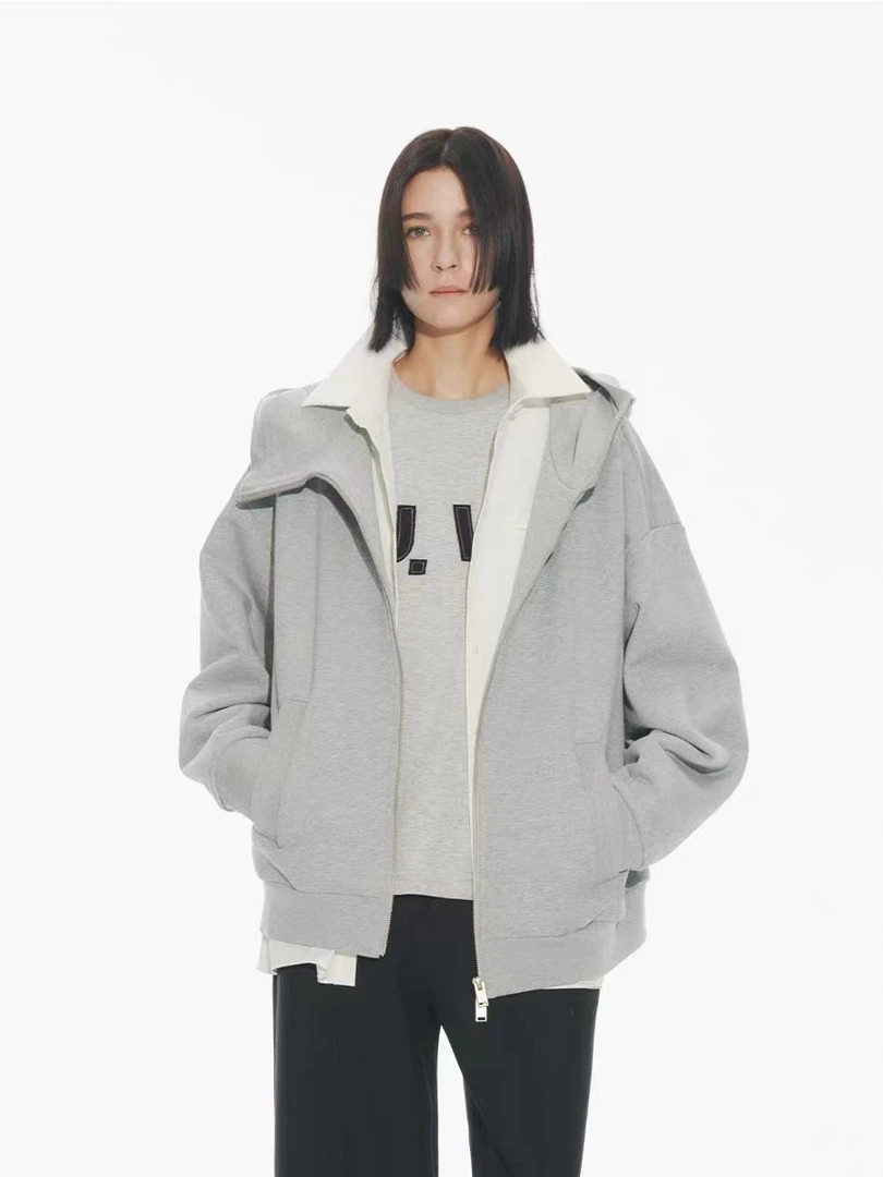 【HY买手店】UHOOWU休闲百搭宽松拉链连帽长袖卫衣外套24秋冬新品