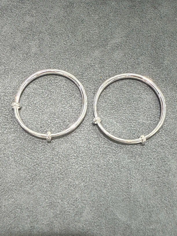 足银手镯 银制手镯一对3mm-0500