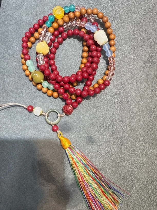 含辰砂工艺品辰砂斜挎一条6mm-1434