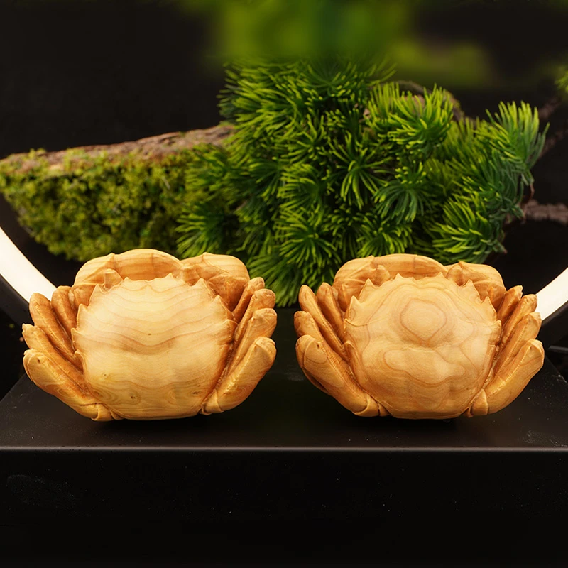 小叶黄杨整雕纵横天下螃蟹手把件八方来财把玩件文玩木雕摆件