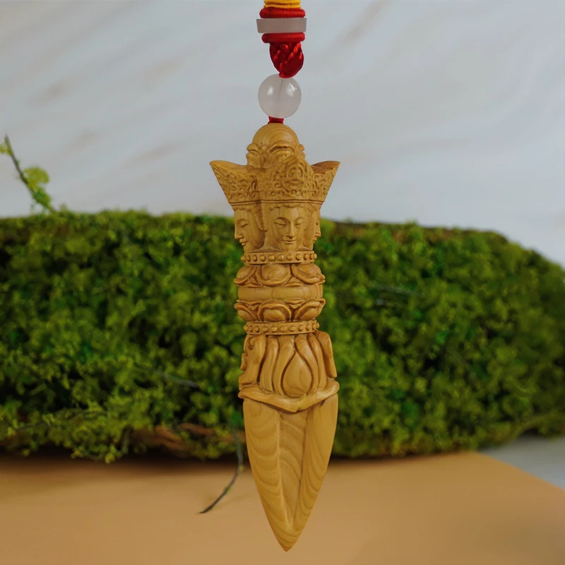 黄杨木雕刻金刚降魔杵手把件实木文玩工艺品男士随身盘玩汽车挂件