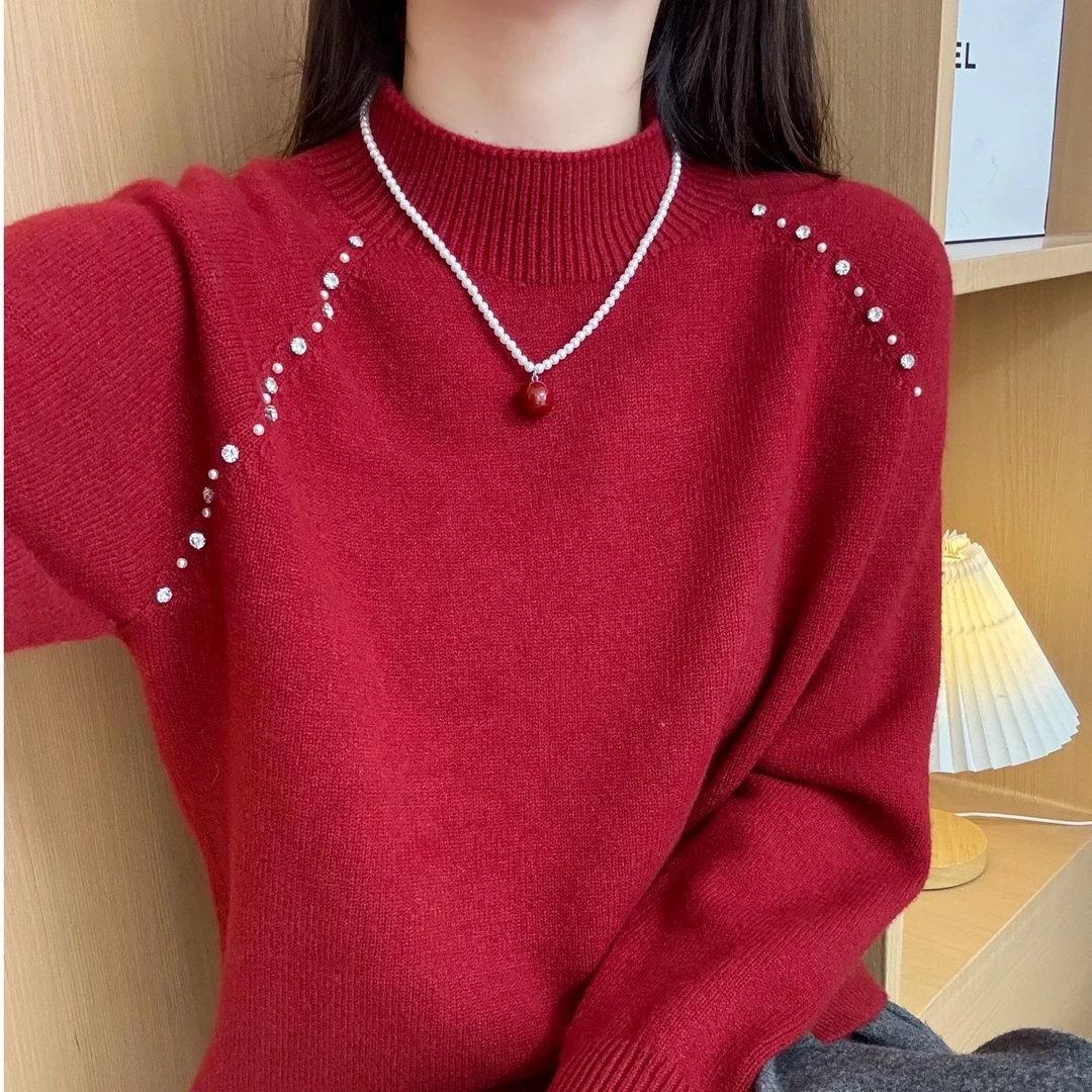 789#时尚休闲圆领针织衫长袖套头半高领2 91