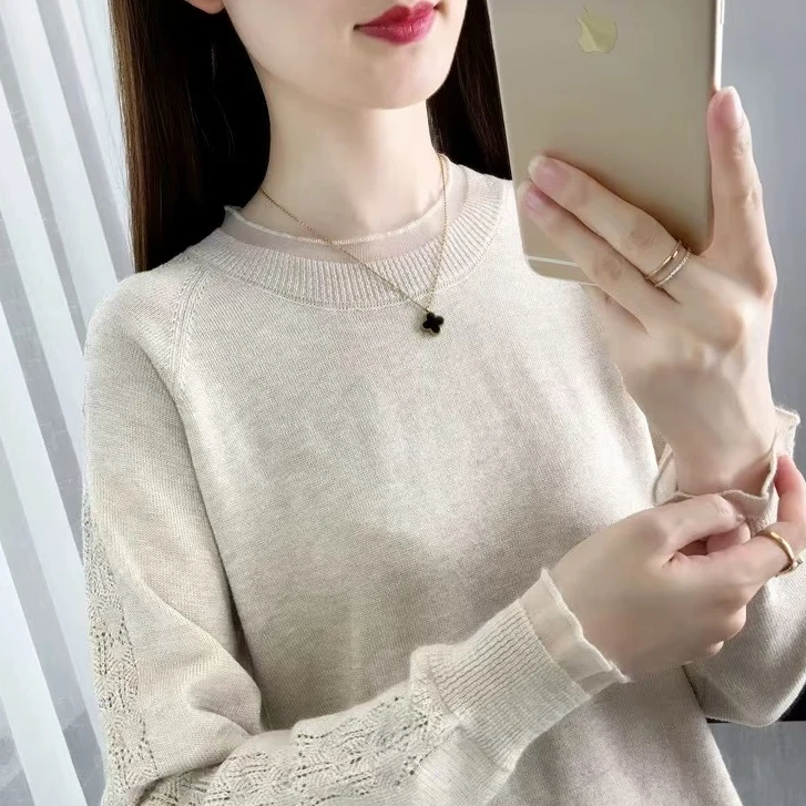 397#长袖百搭休闲圆领秋冬套头针织衫1 83