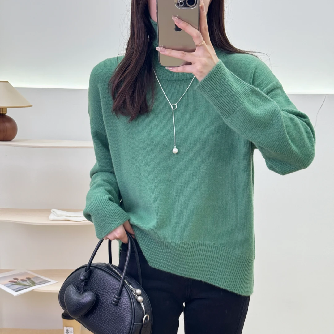 760#新款宽松堆堆领时尚百搭套头长袖针织衫高领1 26
