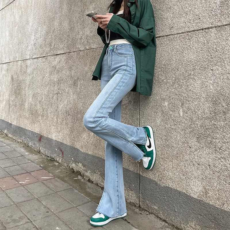 2024秋季新款喇叭裤高腰休闲春秋超迷你牛仔时尚百搭女款裤子