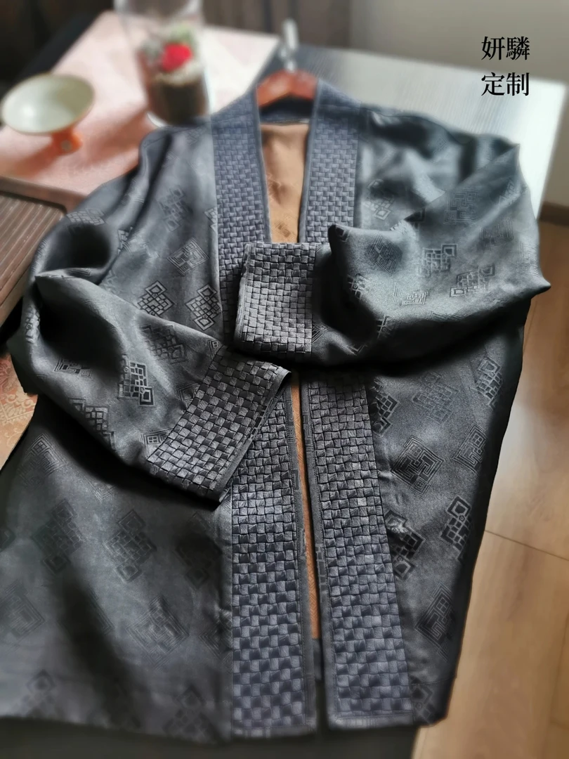 《妍驎王—悟》原创设计国风花罗香云纱编织款外搭 香云纱编织款外套