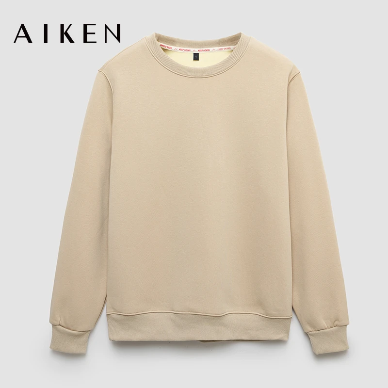 AIKEN爱肯男女款加绒圆领卫衣情侣休闲宽松潮流百搭138423112101