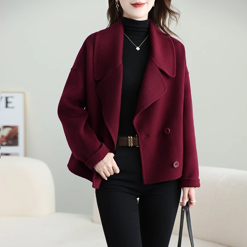 羊毛大衣秋冬女短款2024新款羊绒小个子西装领高端双面呢毛呢外套