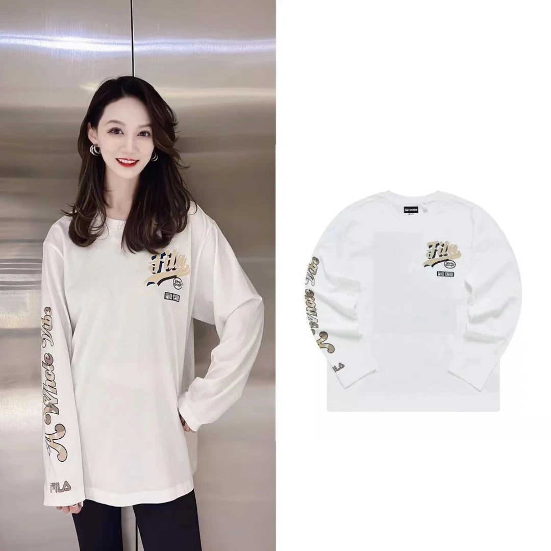 Fila/斐乐潮牌情侣长袖T恤22秋季新款宽松时尚运动上衣T11M232204